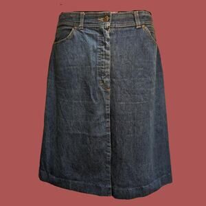 Vintage Oklaoma Denim High Waisted Zip Fly Skirt with Front and Back Pocke3